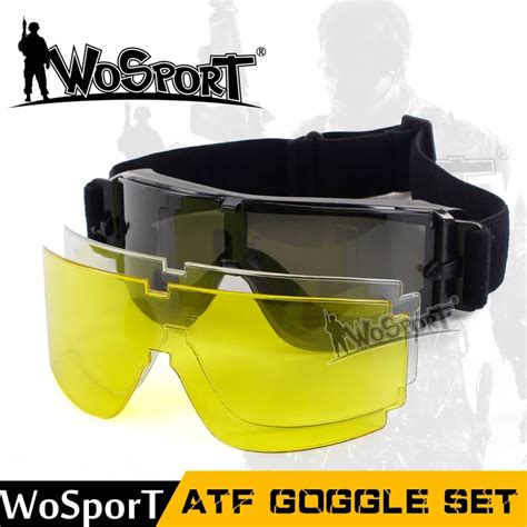 Wosport Tactical Usmc Airsoft X800 Hunting Military Wind Dust Protection 3 Lens Glasses Outdoor