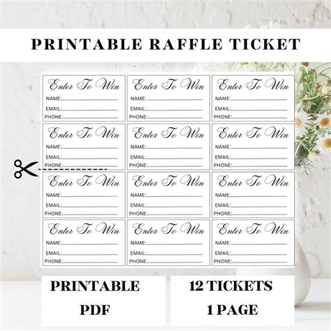 Raffle Ticket Printable Raffle Ticket Printable Enter To Win Ticket