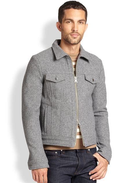 Ami Wool Jacket In Gray For Men Lyst