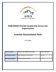 Bsbldr Provide Leadership Across The Orgnaisation Learner