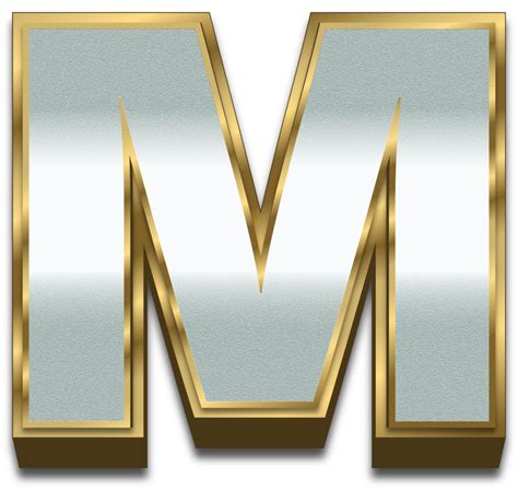 3d Gold Silver Gradient Alphabet Letter M 34097670 Png