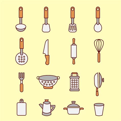 Premium Vector Kitchen Icons Set Chef