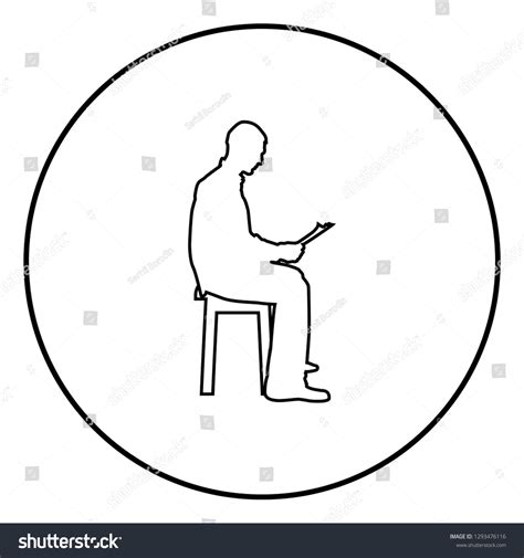 Man Sitting Reading Silhouette Concept Learing Stock Vector Royalty