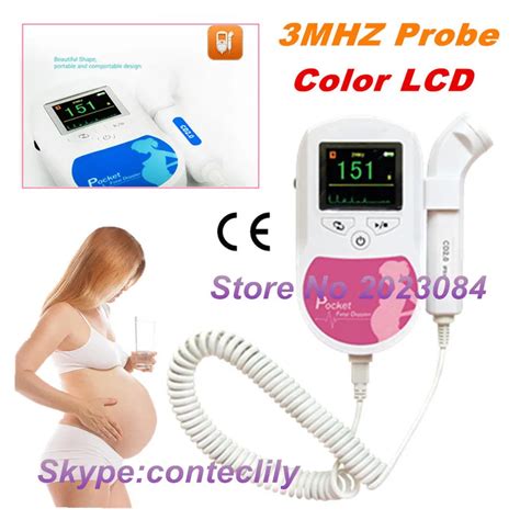 Handheld Pocket Fetal Doppler Prenatal Baby Heart Monitor Color Lcd