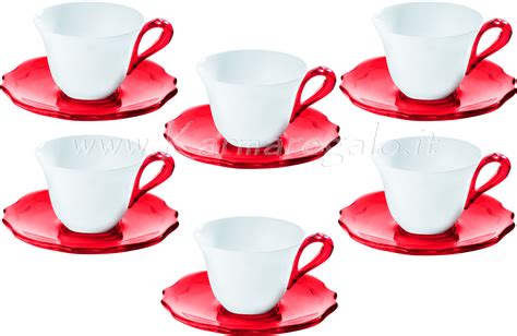 Set 6 Tazzine Con Piattini Rosso Karmaregalo