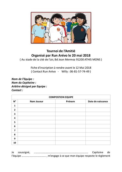 Fiche Inscription Tournoi D Finitive Par Jean Willy Alamelou