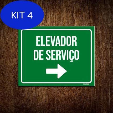 Kit 4 Placa Sinalização Identificação Elevador De Serviço Sinalizo