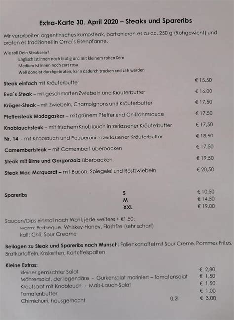 Speisekarte Von Zum Unteren Krug Restaurant Ebstorf