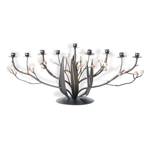 Menorah Judaica Tree Of Life Menorah With Pearlized Flowers