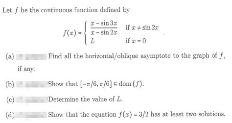 Solved Let F Be The Continuous Function Defined By