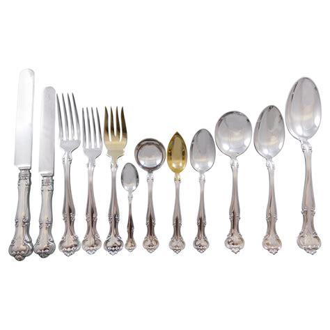 Fleury By Gorham Sterling Silver Flatware Set For 12 Service 79 Pcs M Monogram At 1stdibs