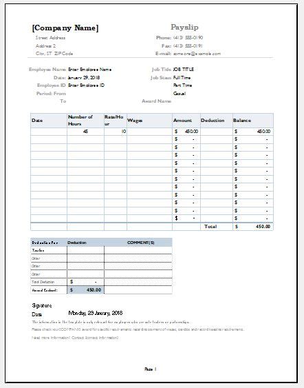 Payslip Templates | 19+ Free Word, Excel & PDF Formats, Samples ...