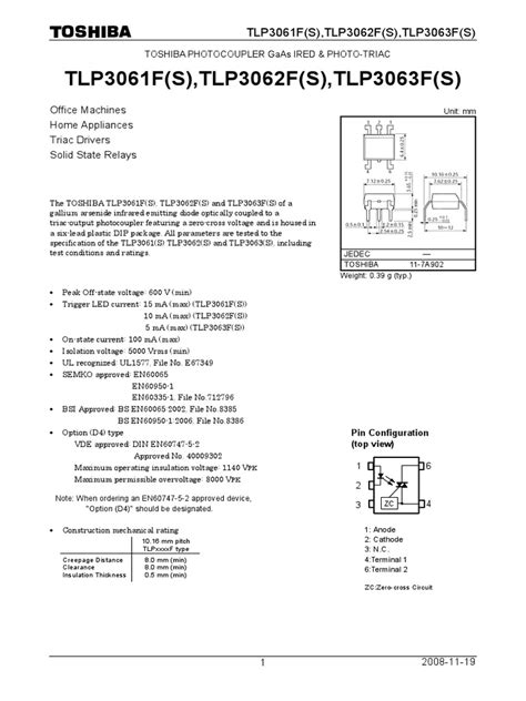 TLP3061F (S) Datasheet en 20081119 | PDF | Gallium Arsenide ...