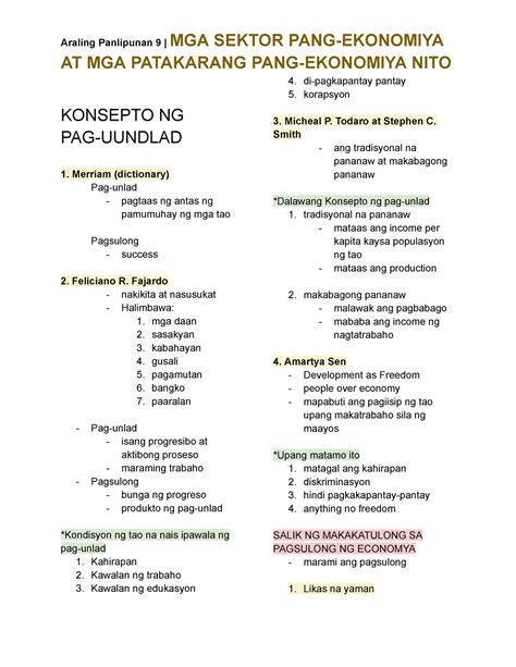 A P 9 4th Quarter Araling Panlipunan 4th Qurater Notes AT MGA