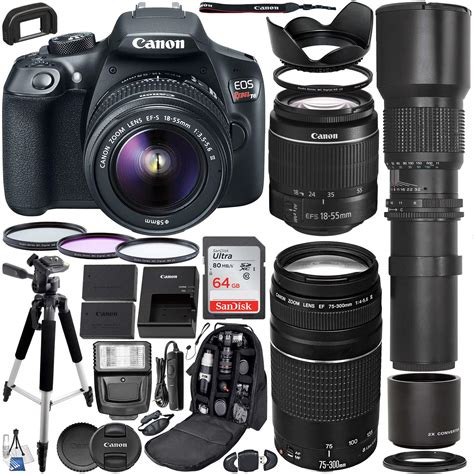 Canon EOS Rebel T6 DSLR Camera With 18-55mm & 75-300mm Canon Lenses ...