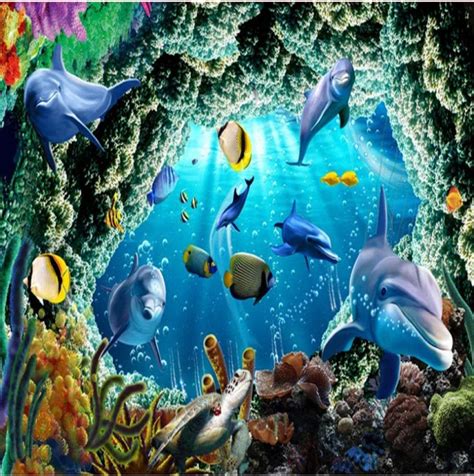 Mmneb Benutzerdefinierte Wandtuch 3D Cartoon Unterwasserwelt Dolphins