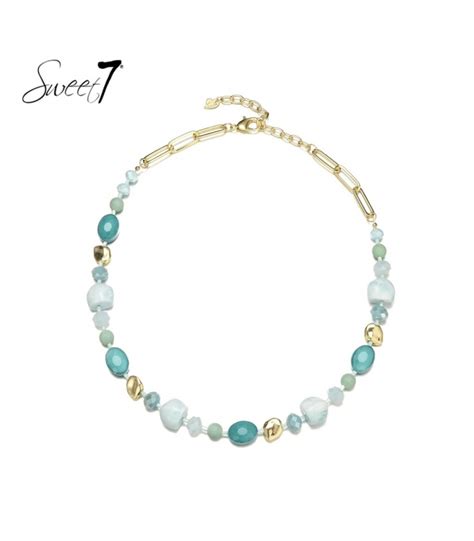 Stijlvolle Blauwe Kralenketting Trendy Mode Accessoire