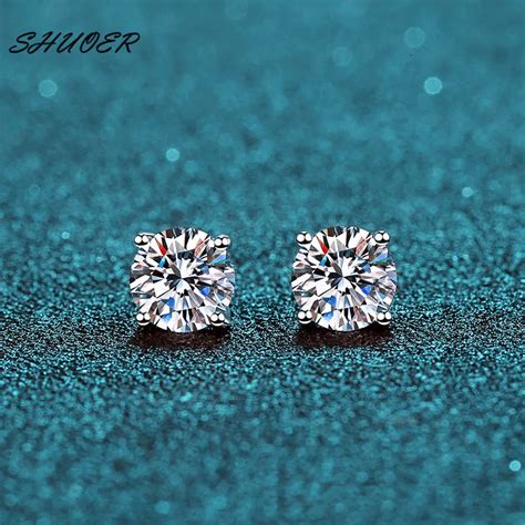 Corte Brilhante Moissanite Brincos Para Mulheres Testador De Diamante