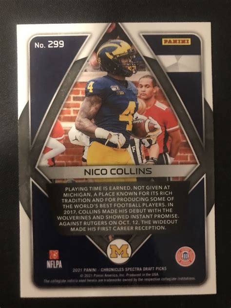 2021 Panini Chronicles Draft Picks 299 Nico Collins Spectra EBay