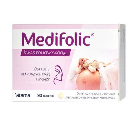 Medifolic Kwas foliowy 400mcg x 90 tabl Kwas foliowy i żelazo Mama