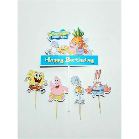 Jual Cake Topper Toper Kue Kertas Spongebob Shopee Indonesia