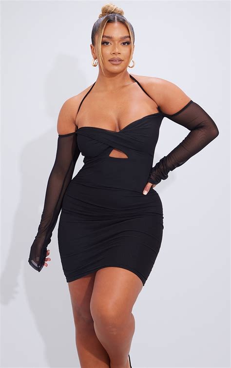 Shape Robe Moulante En Mesh Fronc Noir Torsad E D Coupe