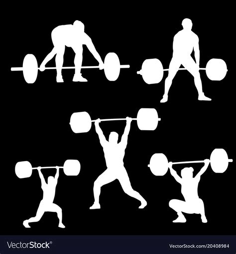 Weightlifting A White Silhouette A Man That Vector Image