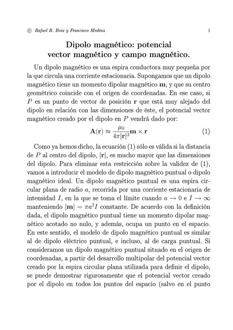 Dipolo Magnetico Prot Gracias Dipolo Magn Tico Potencial Vector