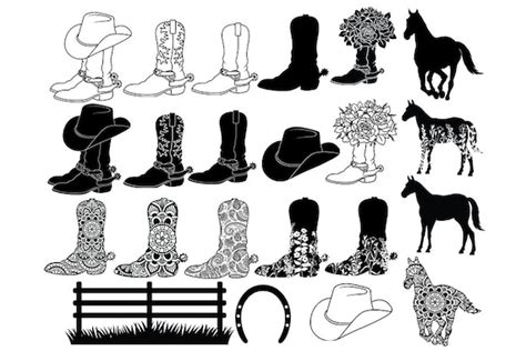 Cowboy Boot Bundle Svg Cowboy Hat Svg Cowboy Hat Boots Svg Etsy