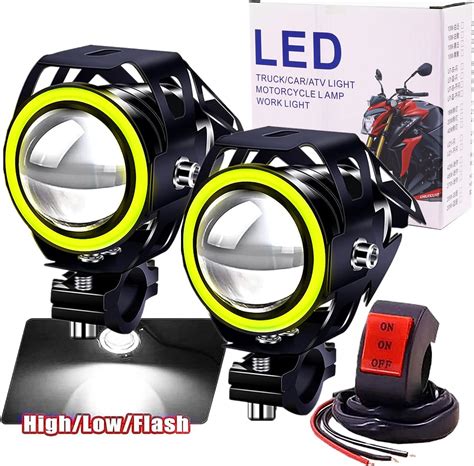 Amazon Nacowo Pair Motorcycle Led Spotlight Double Color