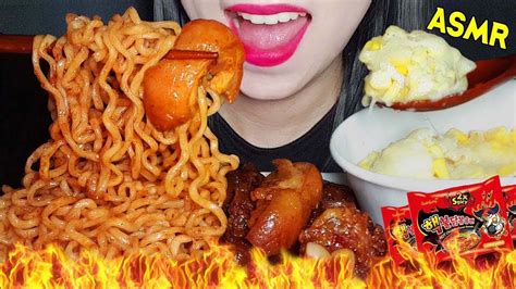 ASMR NUCLEAR FIRE NOODLES BULJOGBAL spicy pig s feet CORN CHEESSE 핵불닭