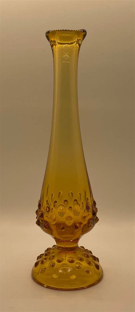 Vintage Fenton Brown Amber Hobnail Stretch Swung Footed Bud Etsy