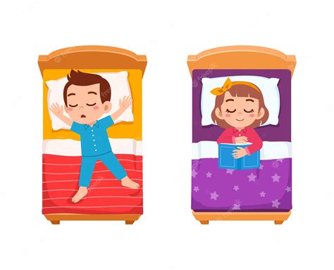 Premium Vector | Little kid sleep on bed room and feel comfortable