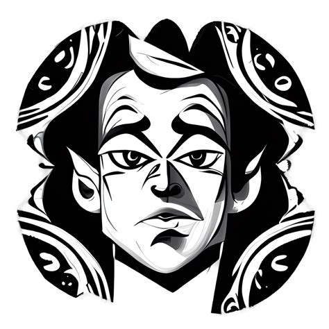 Magician Face Drawing Isolated Illustration Black And White · Creative