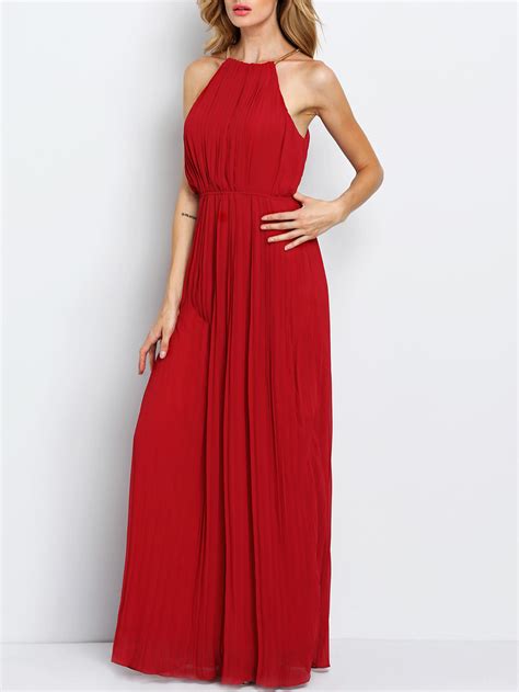 Halterneck Pleated Infinity Maxi Dress Shein Sheinside