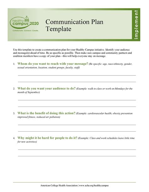 Example Communication Plan Template