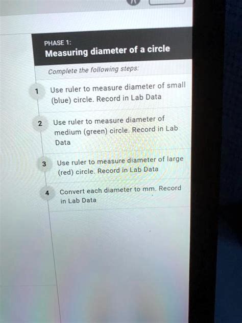 Phase 1 Measuring Diameter Of A Circle Complete The Following Steps Use