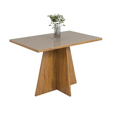 Mesa Jantar Retangular Tampo Mdf Vidro 120cm Bi Pontofrio