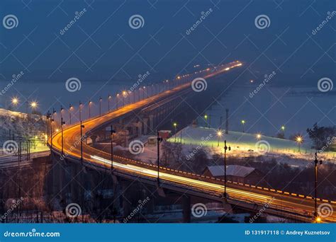 Khabarovsk Bridge in Winter at Night Stock Photo - Image of steel, east ...