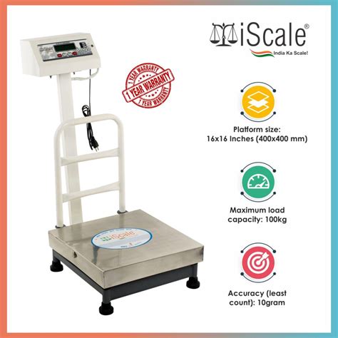 IScale Digital Platform Weighing Scale 100kg Capacity 10g Accuracy