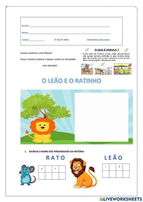 F Bula O Le O E O Ratinho Activity School Subjects Activities Workbook