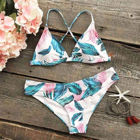 New Bikini Sets Printed Floral Swimsuit Sexy Low Waisted Swim Wear