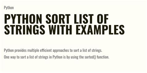 Python Sort List Of Strings With Examples Briefly