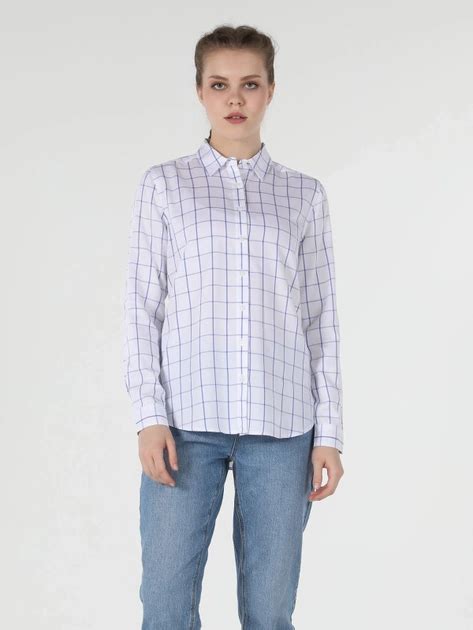 Рубашка женская Colin's CL1057284WHT M Белая в клетку (8683197071996 ...