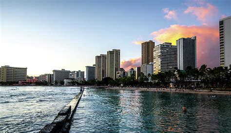 Ocean Water, Waikiki Beach, and Hotel Towers Photograph by Alex ...