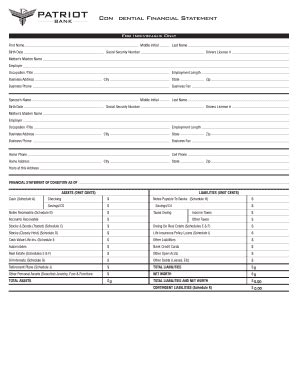 Fillable Online ConFIdential Financial Statement Patriot Bank Fax