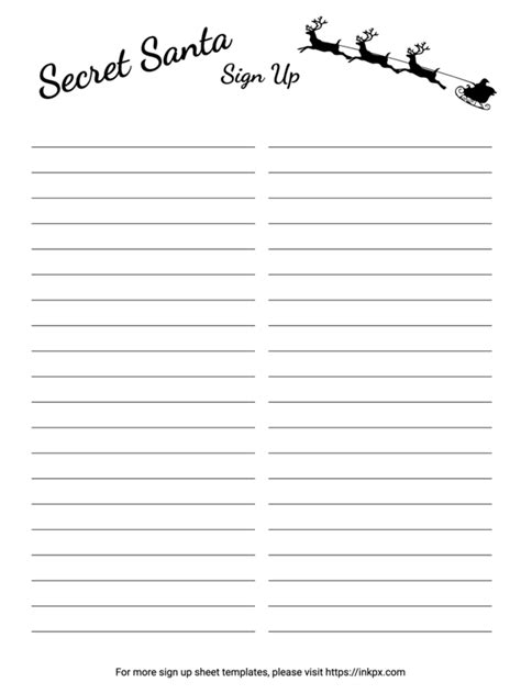 Free Printable Secret Santa Sign Up Sheet Templates Inkpx