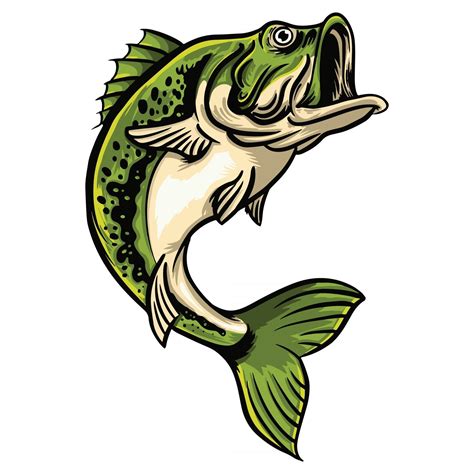 Big Bass Fish Leaping Vector Illustration 2400045 Vector Art At Vecteezy