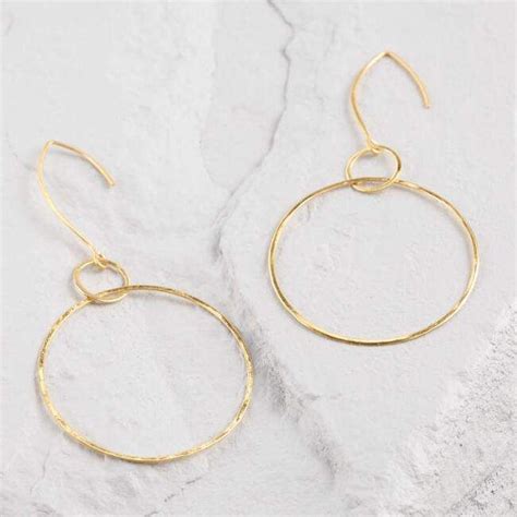 Large Delicate Gold Hoop Drop Earrings Earrings Beaded Hoop Earrings Gold Hoop