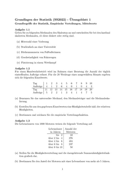 Blatt Ubung Grundlagen Der Statistik Ss Ubungsblatt